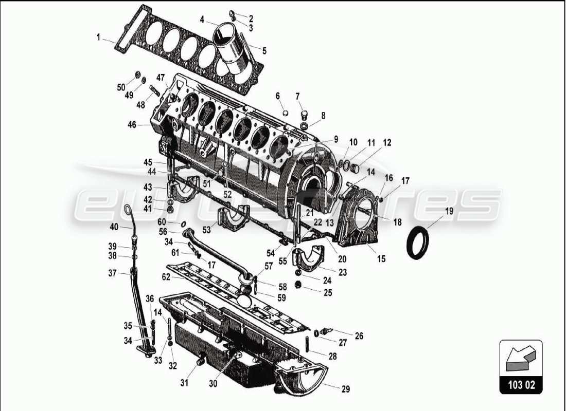 lamborghini 350 gt diagrama de piezas del carter