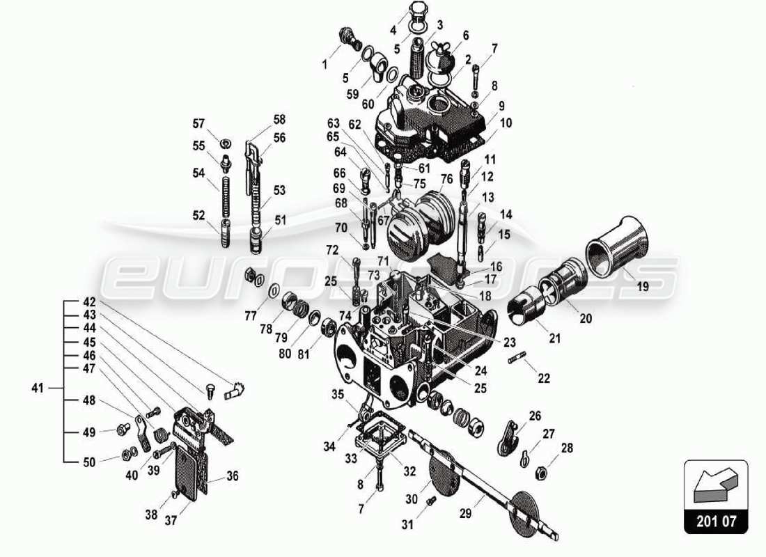 lamborghini 350 gt diagrama de piezas del sistema de combustible