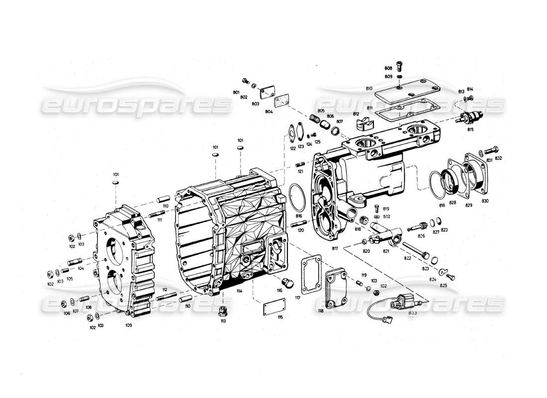 maserati qtp.v8 4.9 (s3) 1979 carcasa de transmisión diagrama de piezas