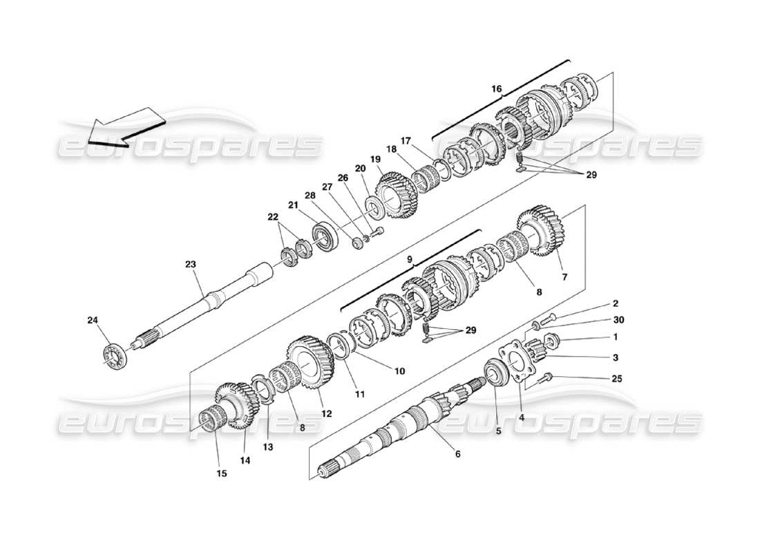 ferrari 360 challenge stradale diagrama de piezas de engranajes del eje principal