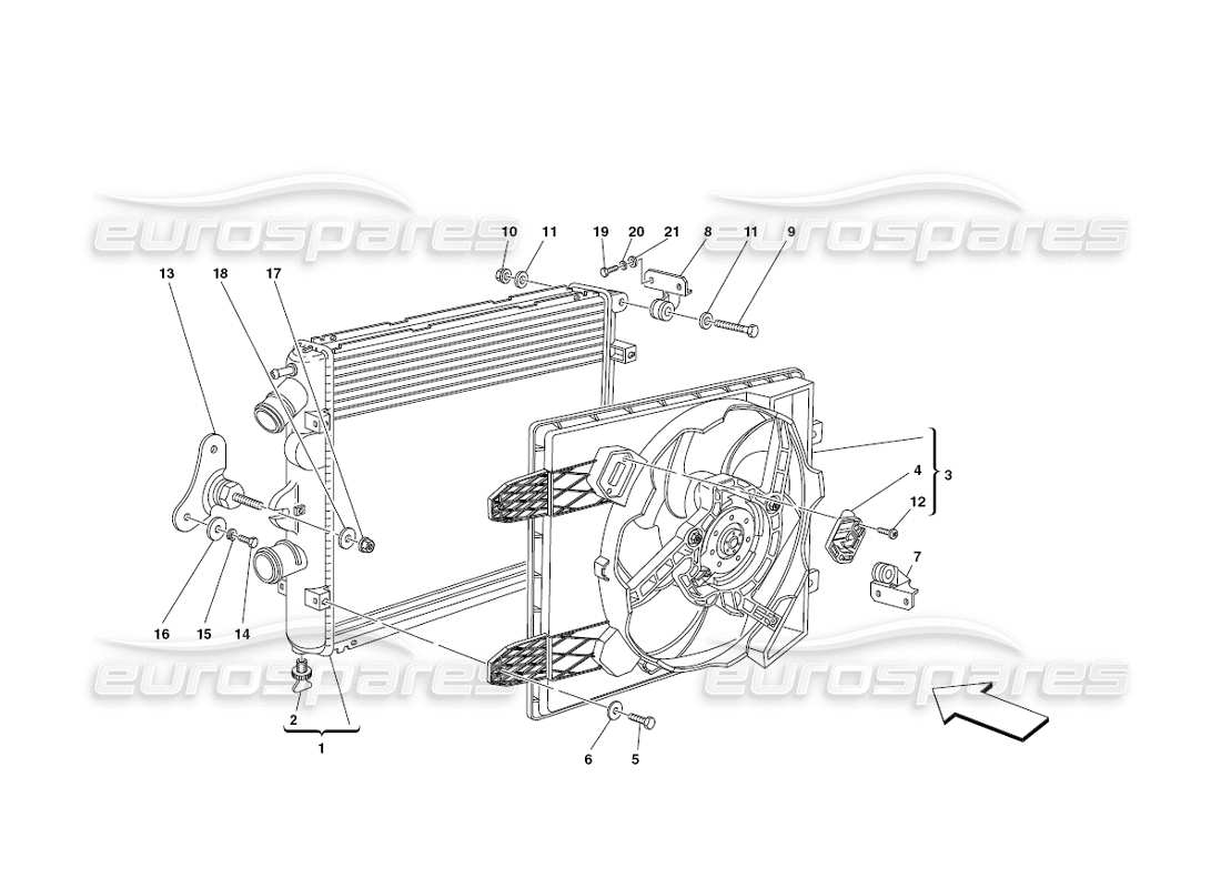 ferrari 430 challenge (2006) diagrama de piezas de los radiadores del sistema de refrigeración