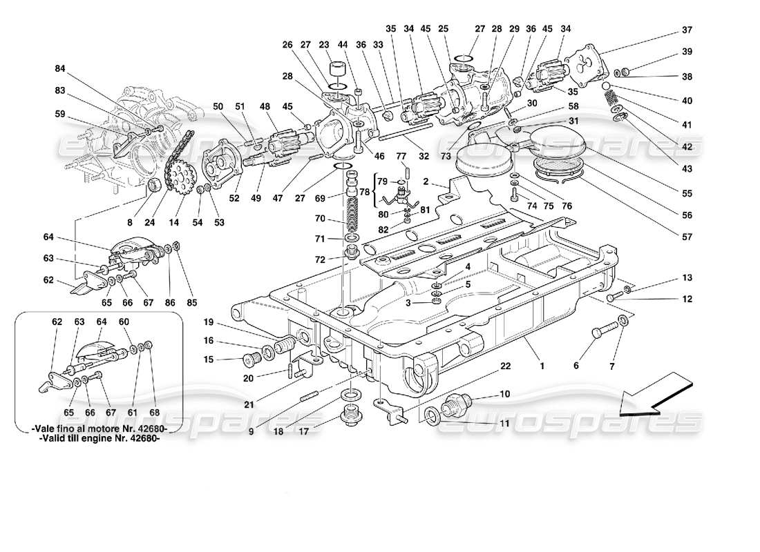 ferrari 355 (2.7 motronic) bombas y sumidero de aceite diagrama de piezas