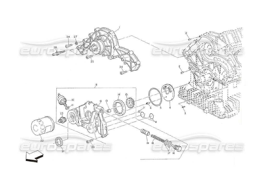 maserati shamal bombas de aceite y agua diagrama de piezas