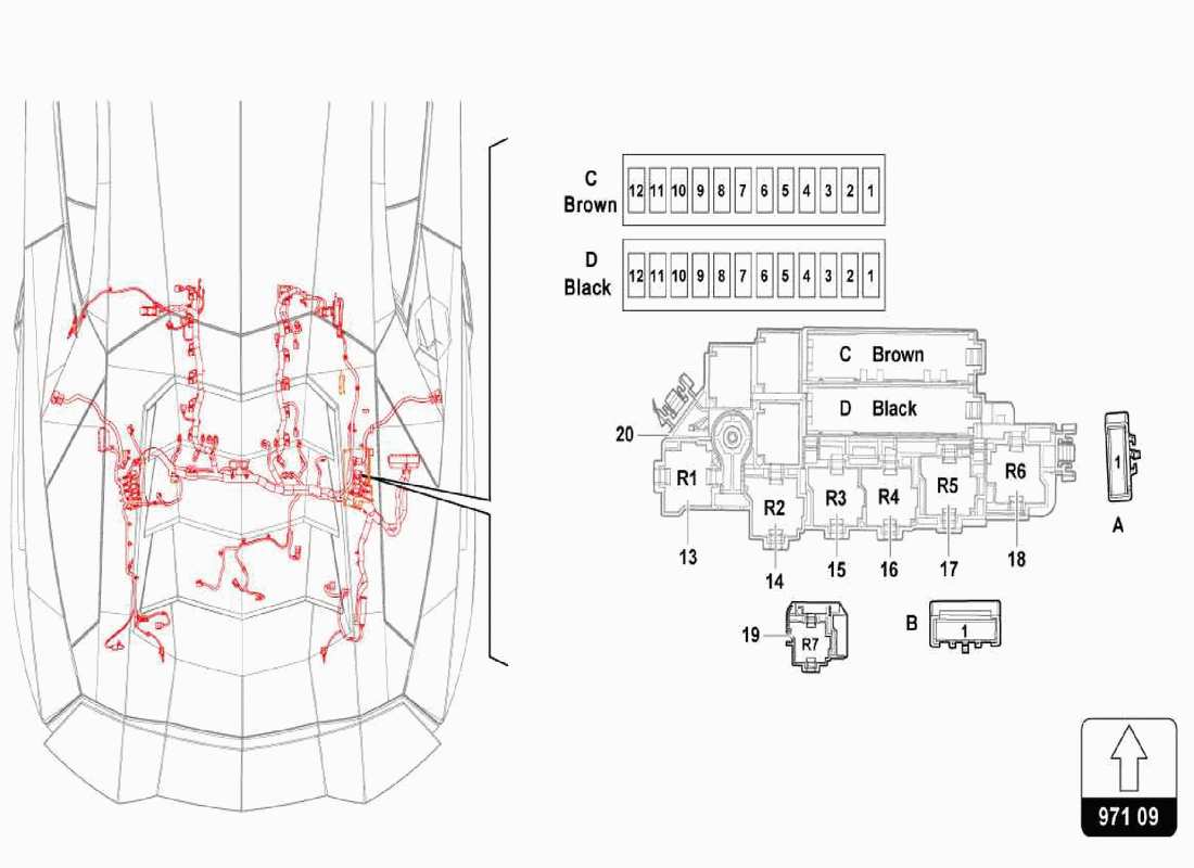 lamborghini centenario spider sistema eléctrico - diagrama de piezas de fusibles