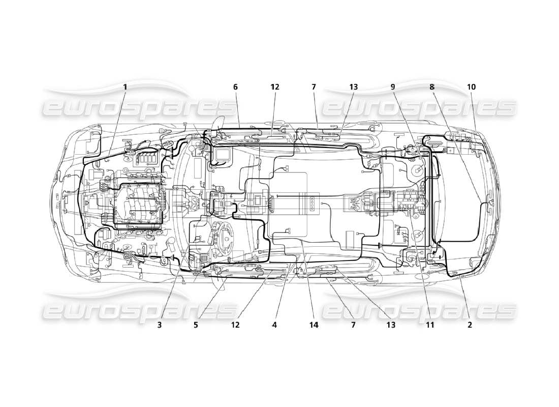 maserati qtp. (2006) 4.2 cables principales (página 1-2) diagrama de piezas