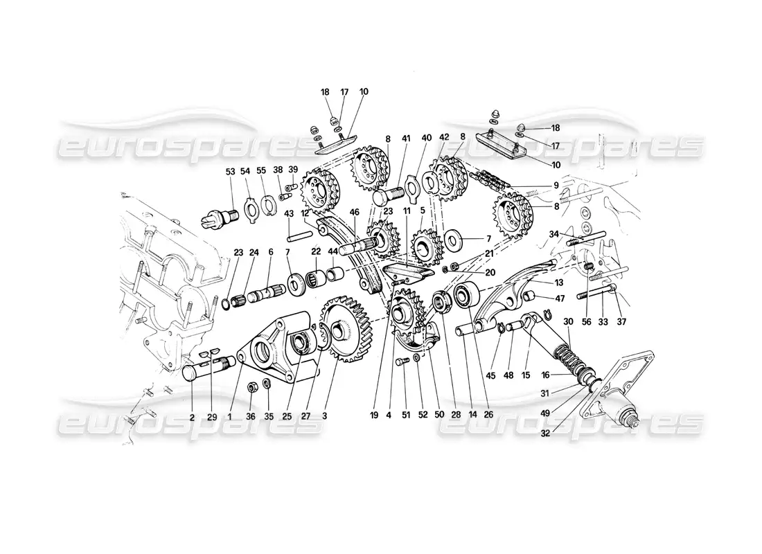 ferrari 412 (mechanical) sistema de sincronización - controles diagrama de piezas