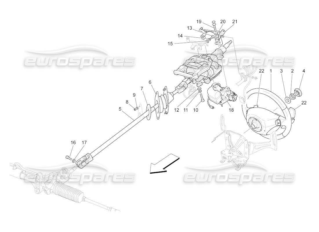 maserati qtp. (2011) 4.7 auto diagrama de piezas de la unidad de volante y columna de dirección