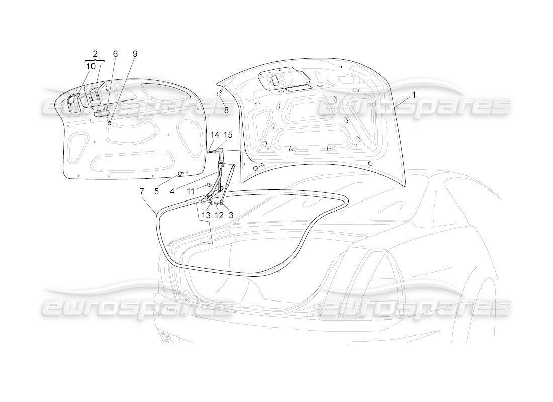 maserati qtp. (2011) 4.7 auto diagrama de piezas de la tapa trasera