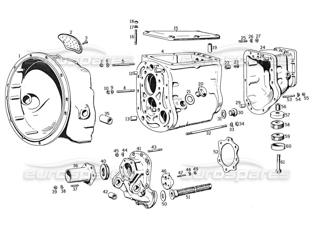 ferrari 250 gte (1957) caja de transmisión y embrague diagrama de piezas