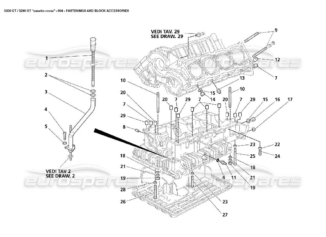 maserati 3200 gt/gta/assetto corsa diagrama de piezas de fijación y bloqueo
