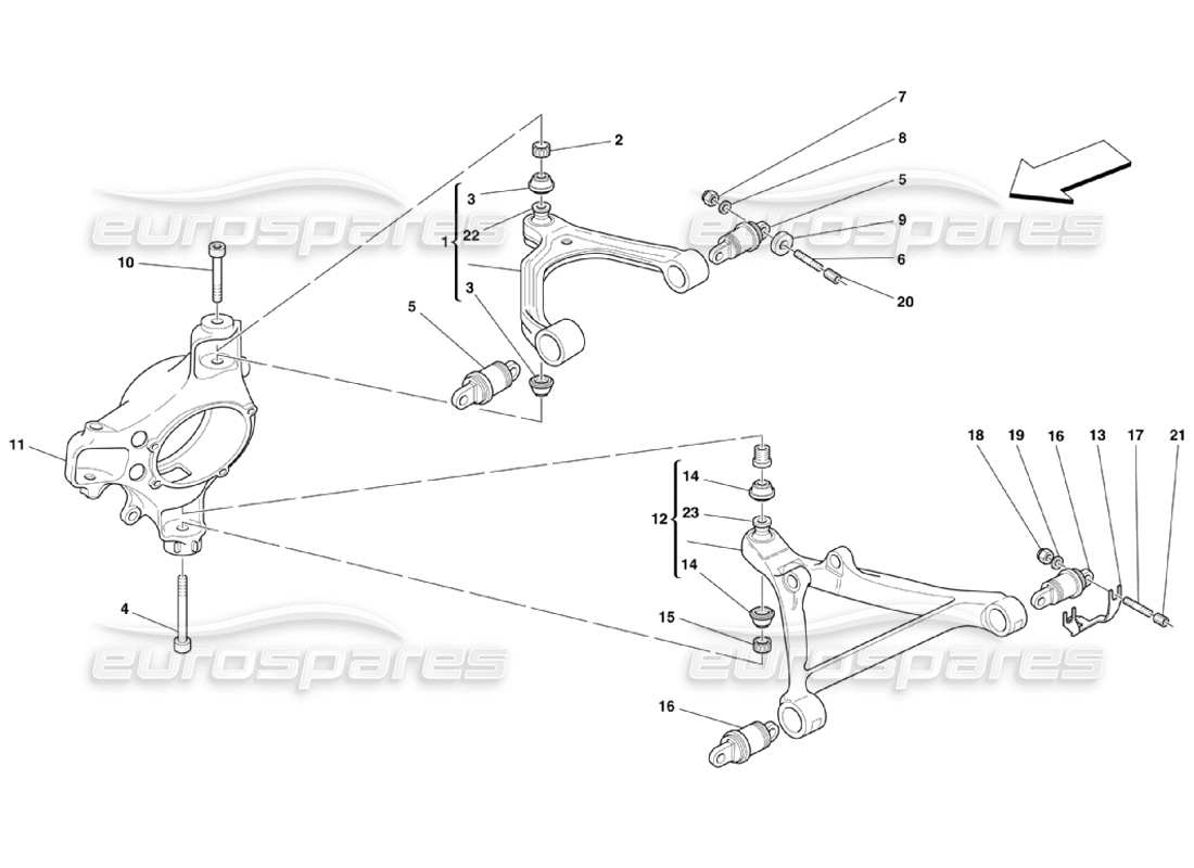 ferrari 360 challenge stradale suspensión delantera - horquillas diagrama de piezas