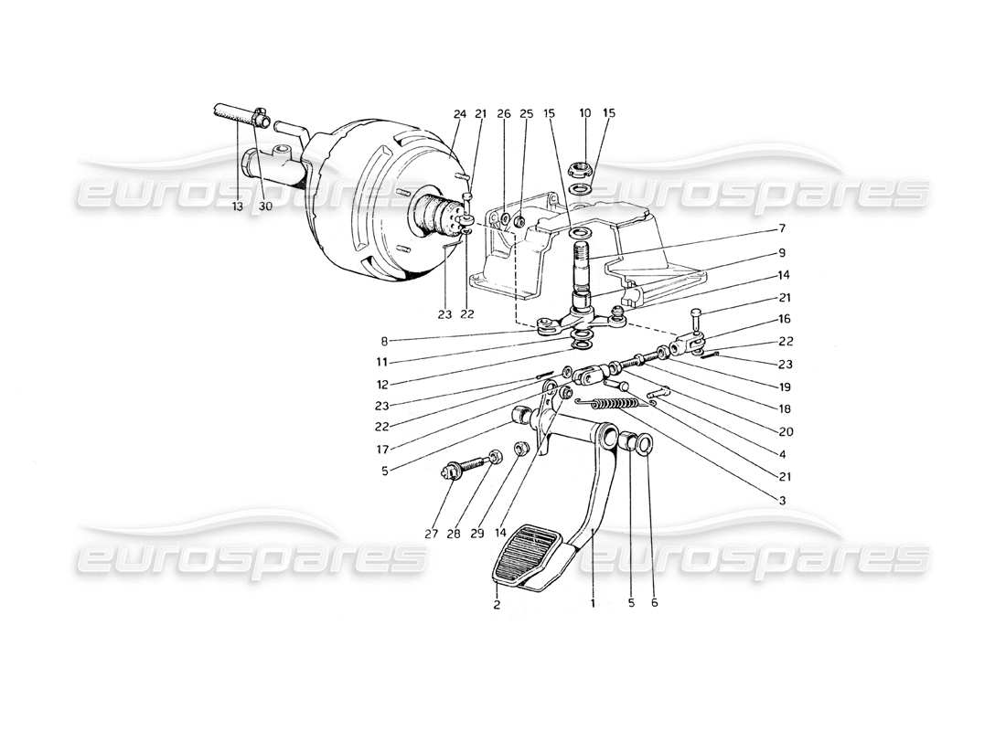 ferrari 308 gt4 dino (1979) diagrama de piezas del sistema hidráulico de frenos (variantes para la versión rhd)