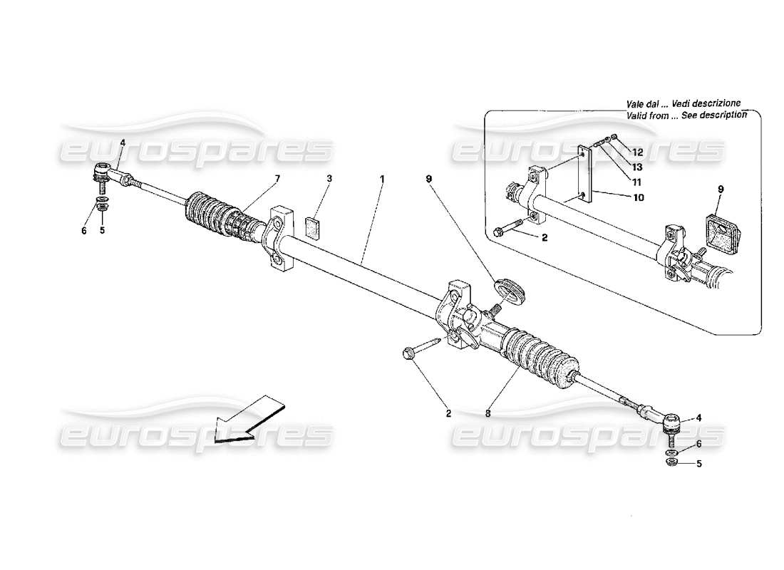 ferrari 348 (2.7 motronic) diagrama de piezas de caja de dirección y varillaje