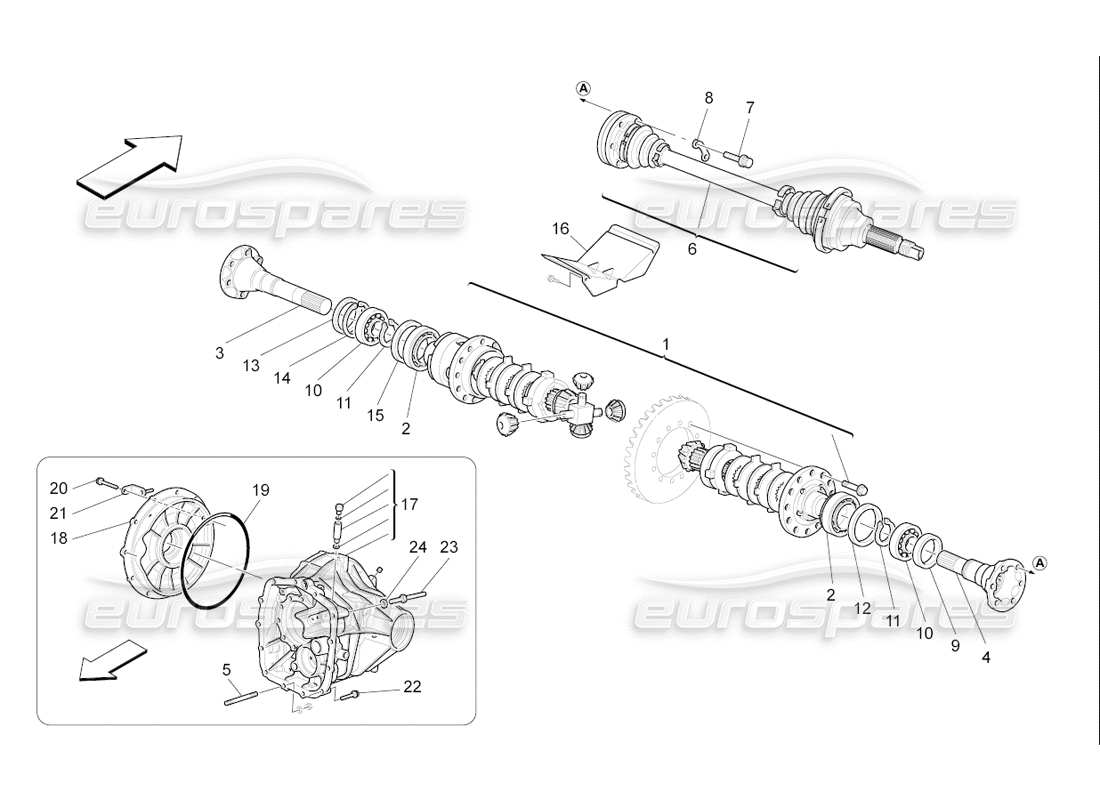 maserati qtp. (2006) 4.2 f1 ejes diferencial y eje trasero diagrama de piezas