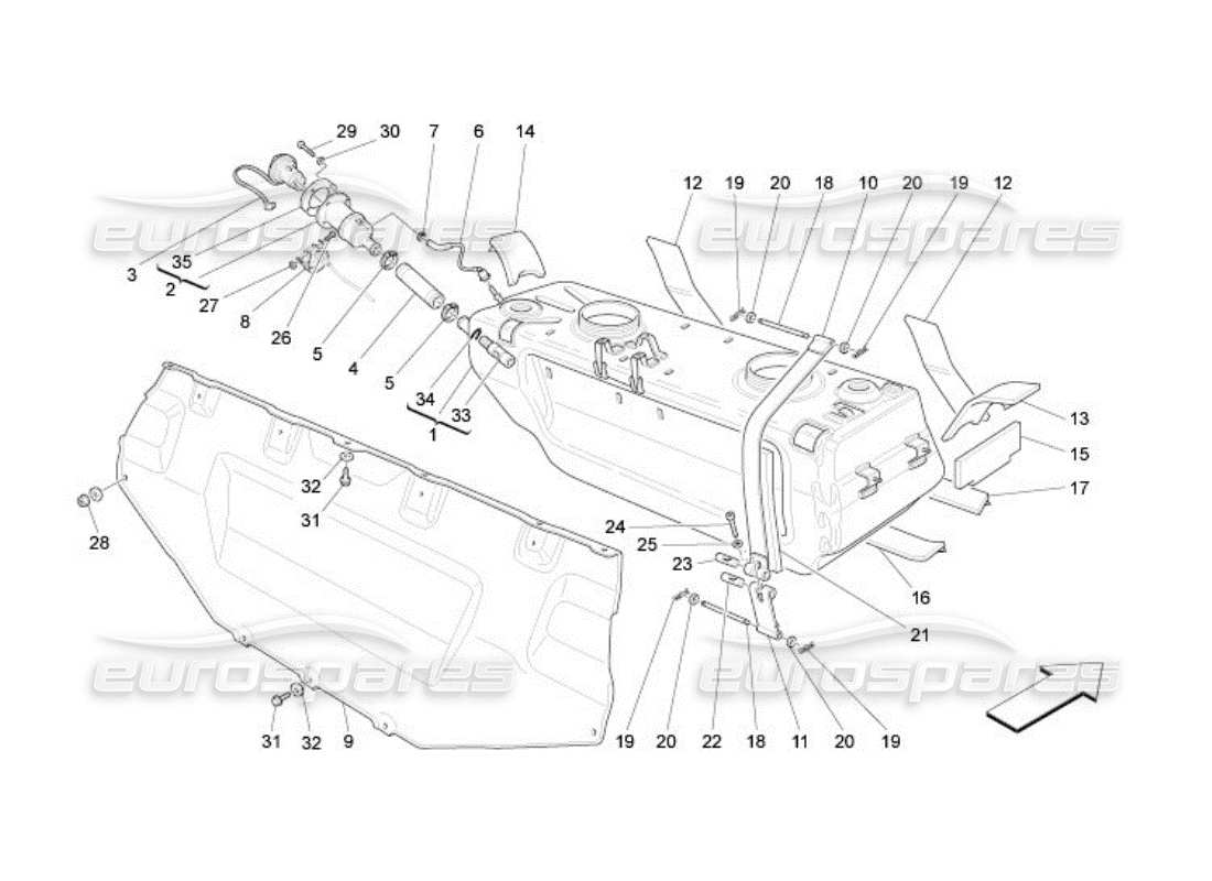 maserati qtp. (2005) 4.2 depósito de combustible diagrama de piezas