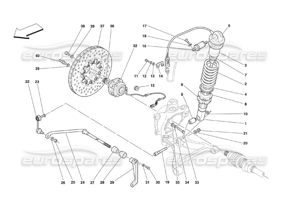 ferrari 360 challenge stradale suspensión trasera - amortiguador y disco de freno diagrama de piezas