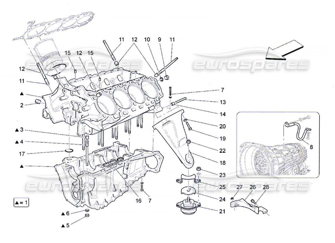 maserati qtp. (2010) 4.7 diagrama de piezas del carter