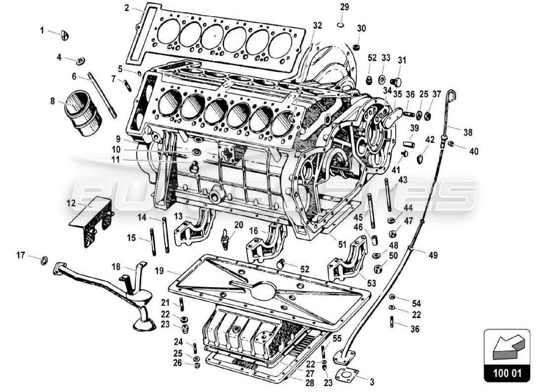 lamborghini miura p400s diagrama de piezas del motor