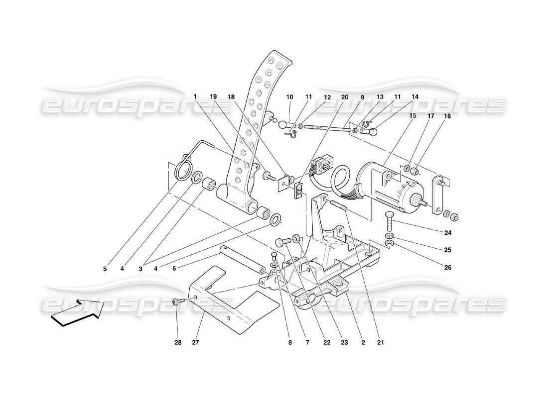 ferrari 360 challenge (2000) diagrama de piezas del pedal del acelerador electrónico
