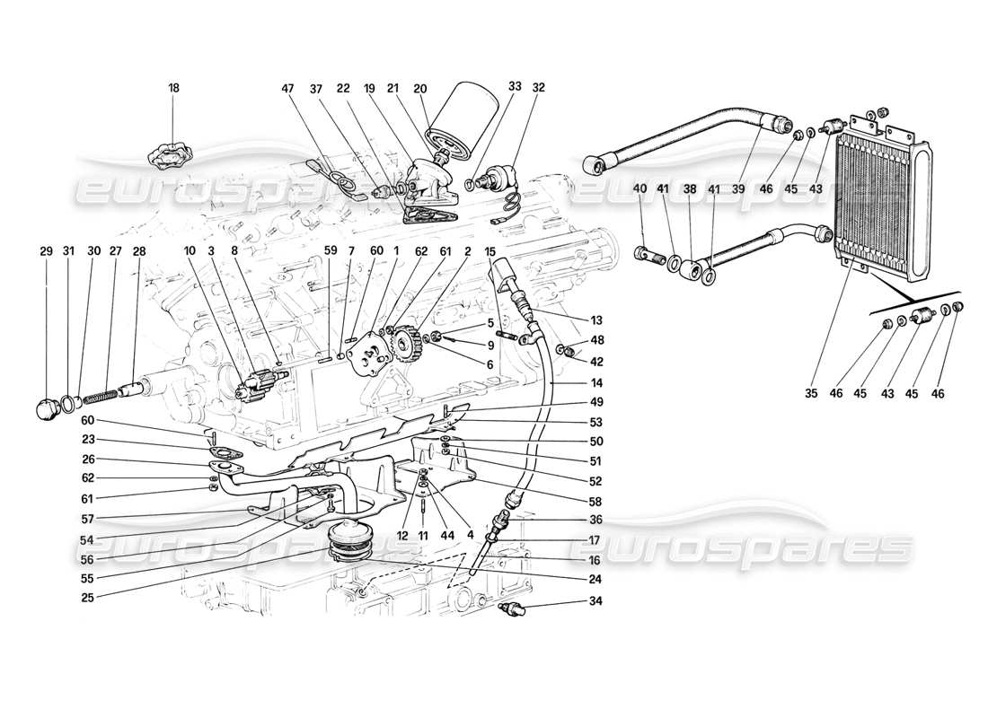 ferrari mondial 8 (1981) sistema de lubricación diagrama de piezas