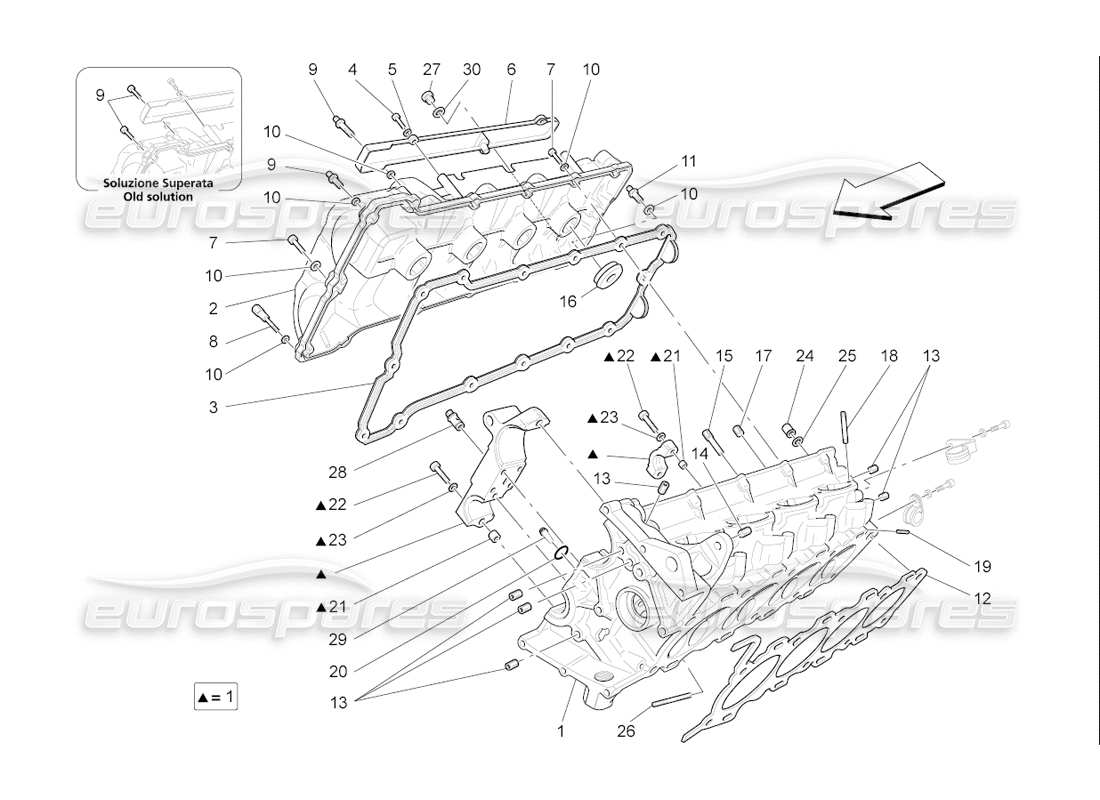 maserati qtp. (2006) 4.2 f1 diagrama de piezas de la culata derecha