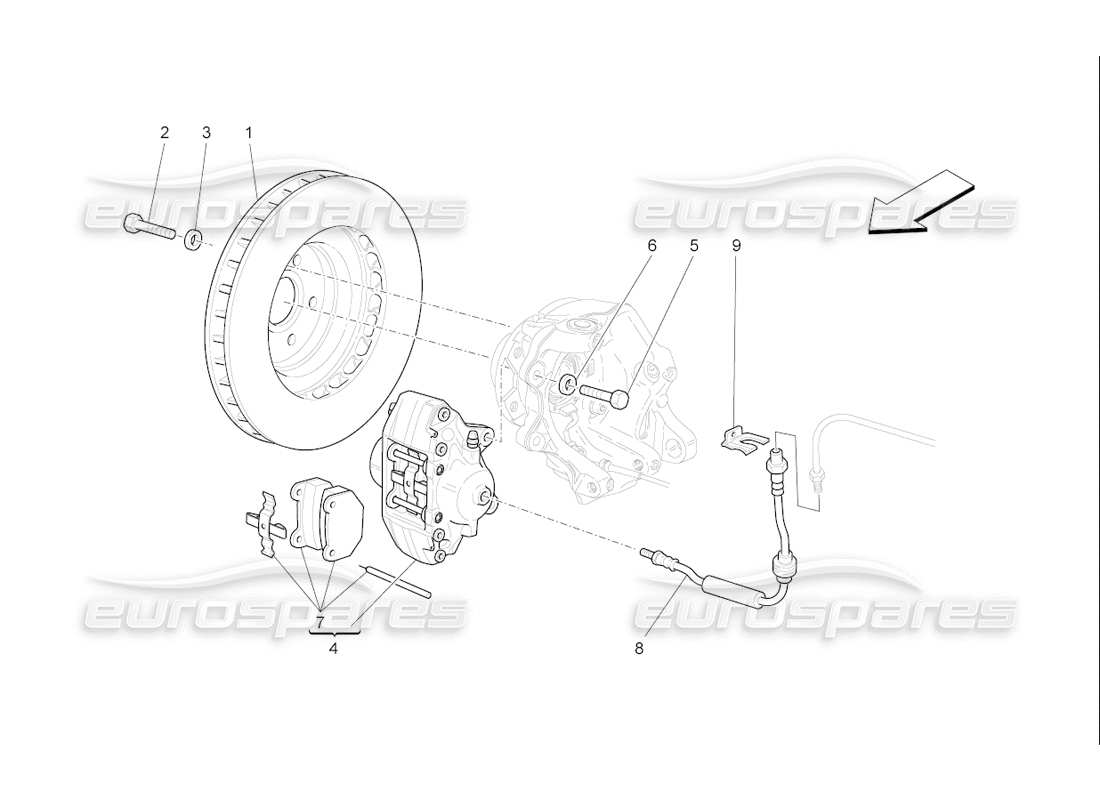 maserati qtp. (2006) 4.2 f1 diagrama de piezas de los dispositivos de frenado en las ruedas traseras