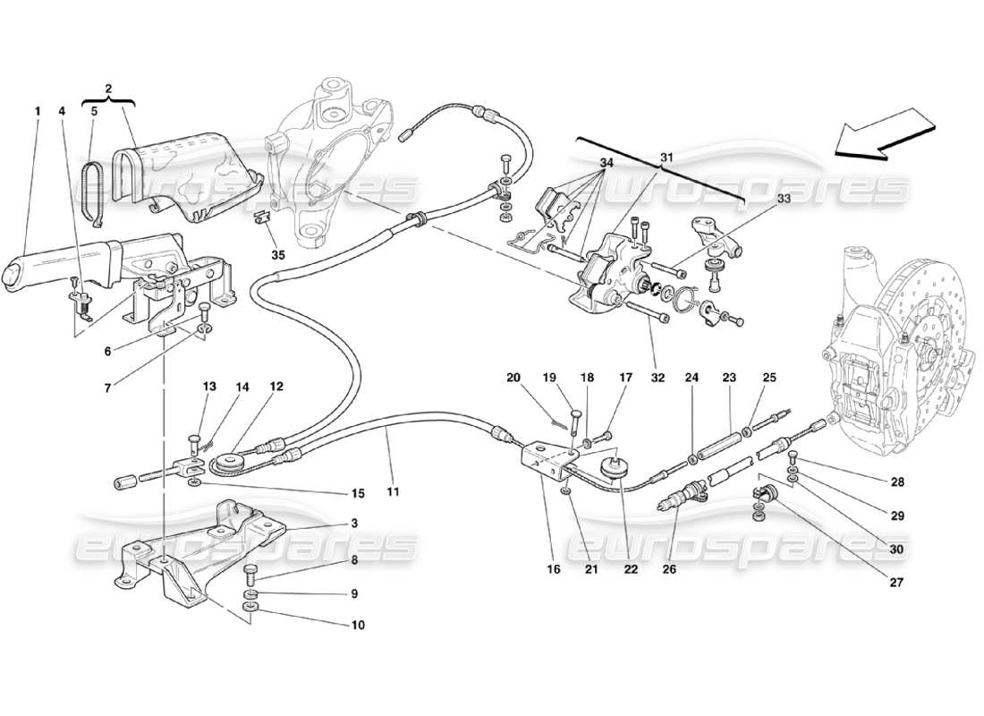 ferrari 360 challenge stradale diagrama de piezas del control del freno de mano