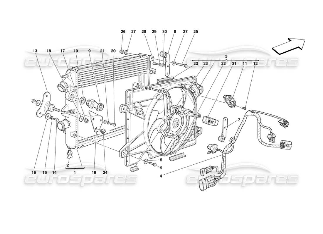 ferrari 360 challenge stradale diagrama de piezas de los radiadores del sistema de refrigeración