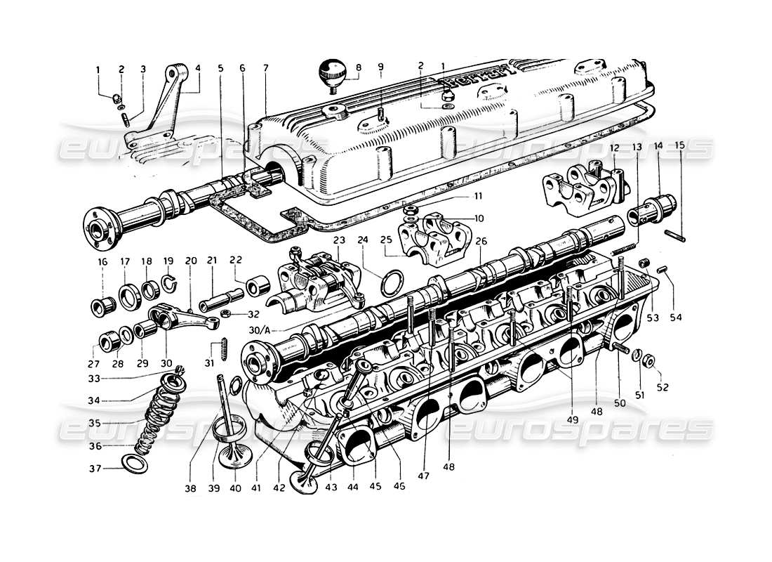 ferrari 275 gtb/gts 2 cam cabeza de cilindro diagrama de piezas