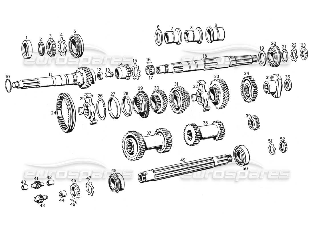 ferrari 250 gte (1957) diagrama de piezas de ruedas dentadas