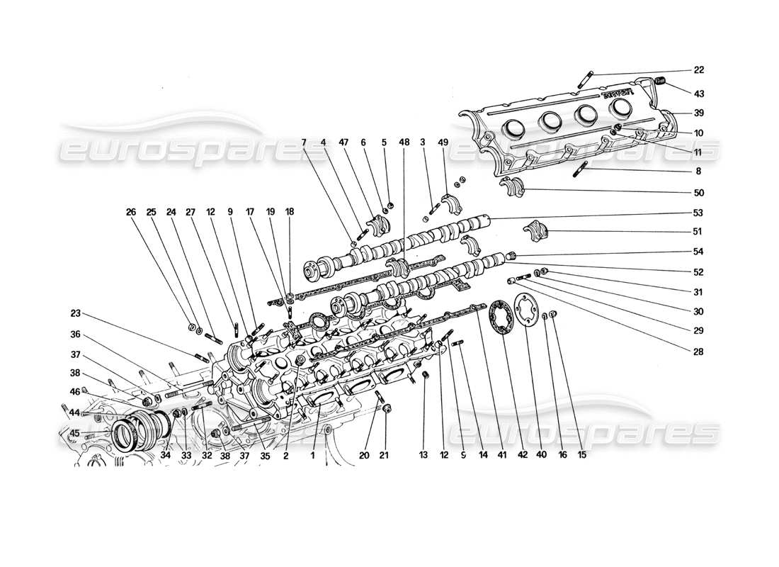 ferrari 328 (1985) culata (izquierda) diagrama de piezas