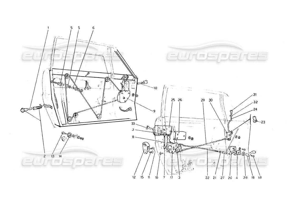 ferrari 308 gt4 dino (1979) diagrama de piezas de puertas