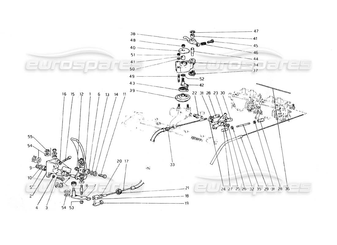 ferrari 308 gt4 dino (1979) diagrama de piezas del control del acelerador