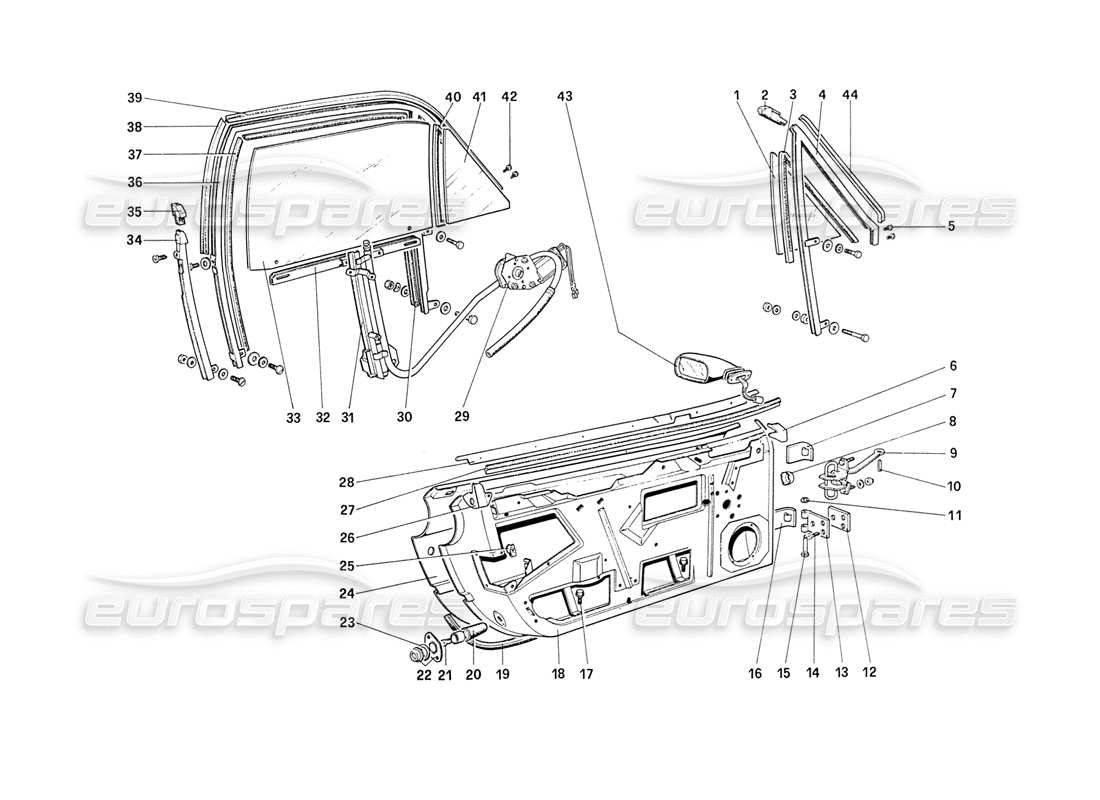 ferrari 208 turbo (1989) puertas (desde el coche 75929) diagrama de piezas