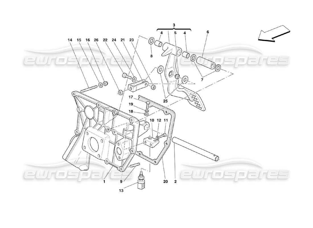 ferrari 360 challenge stradale diagrama de piezas de pedales