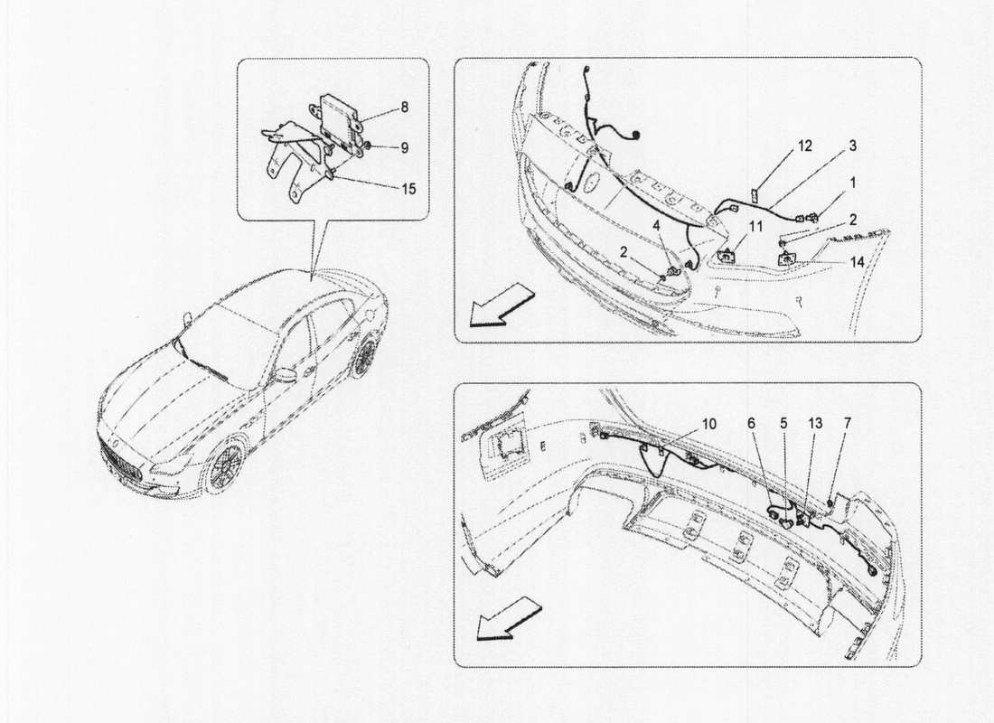 maserati qtp. v6 3.0 bt 410bhp 2wd 2017 diagrama de piezas de los sensores de estacionamiento