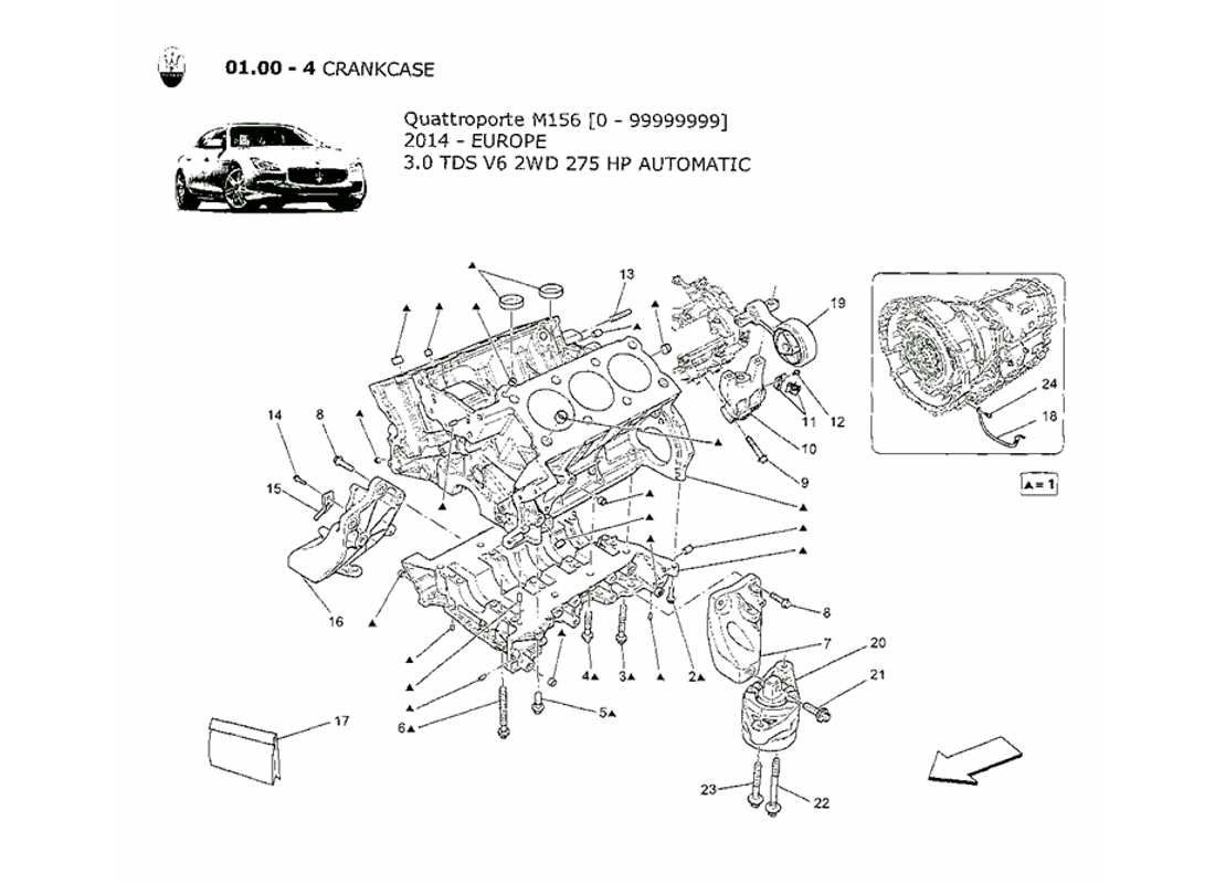 maserati qtp. v6 3.0 tds 275bhp 2014 diagrama de piezas del carter