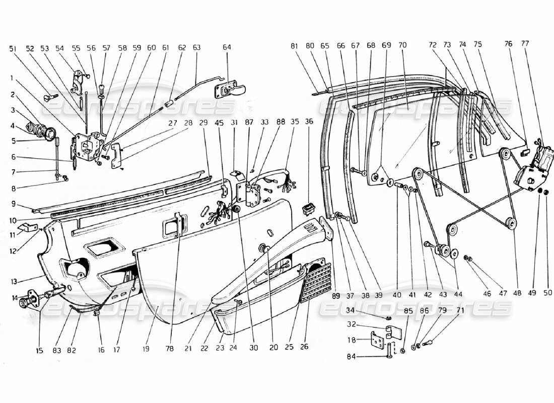 ferrari 308 gtb (1976) puertas diagrama de piezas