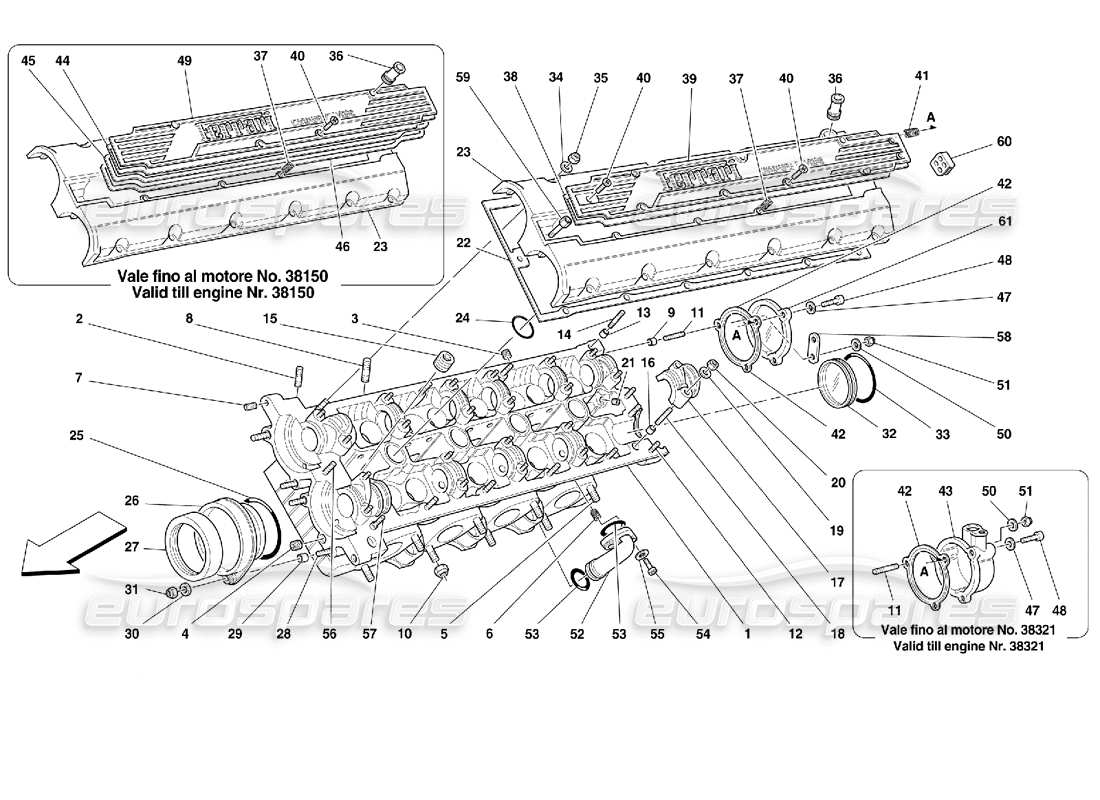 ferrari 355 (2.7 motronic) diagrama de piezas de la culata izquierda