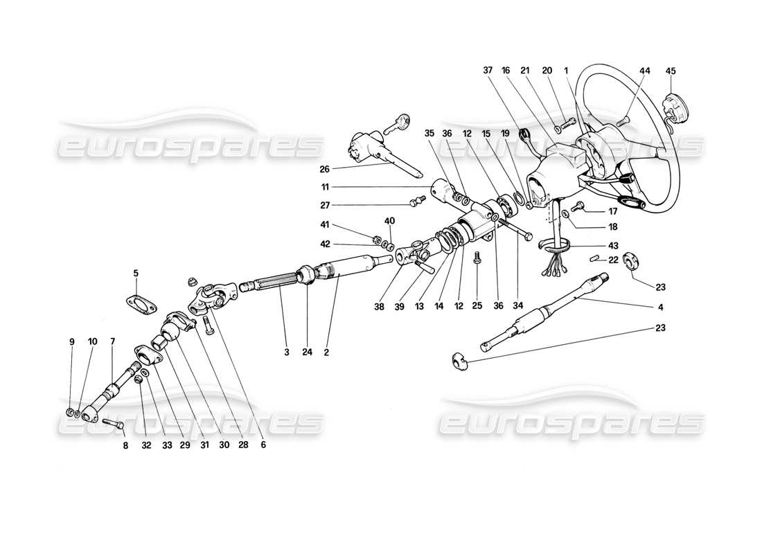 ferrari 308 (1981) gtbi/gtsi diagrama de piezas de la columna de dirección