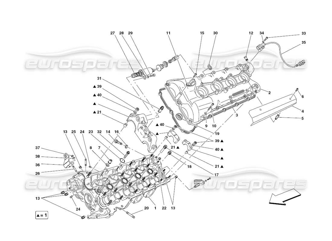 ferrari 430 challenge (2006) diagrama de piezas de la culata izquierda