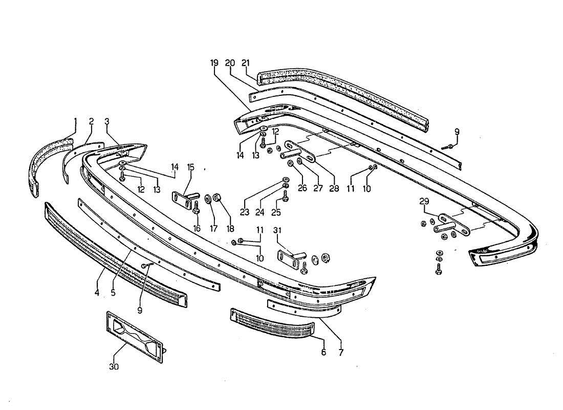 lamborghini jarama parachoques delantero y trasero diagrama de piezas