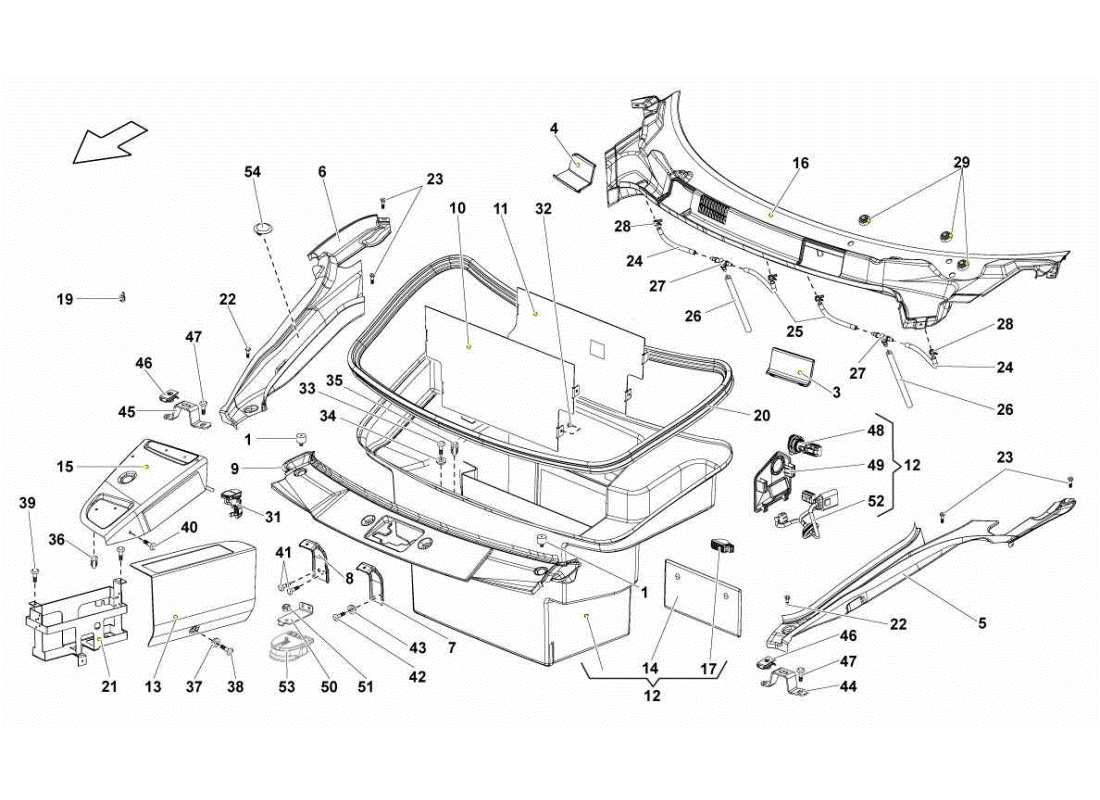 lamborghini gallardo sts ii sc embellecedores para maletero de equipaje diagrama de piezas