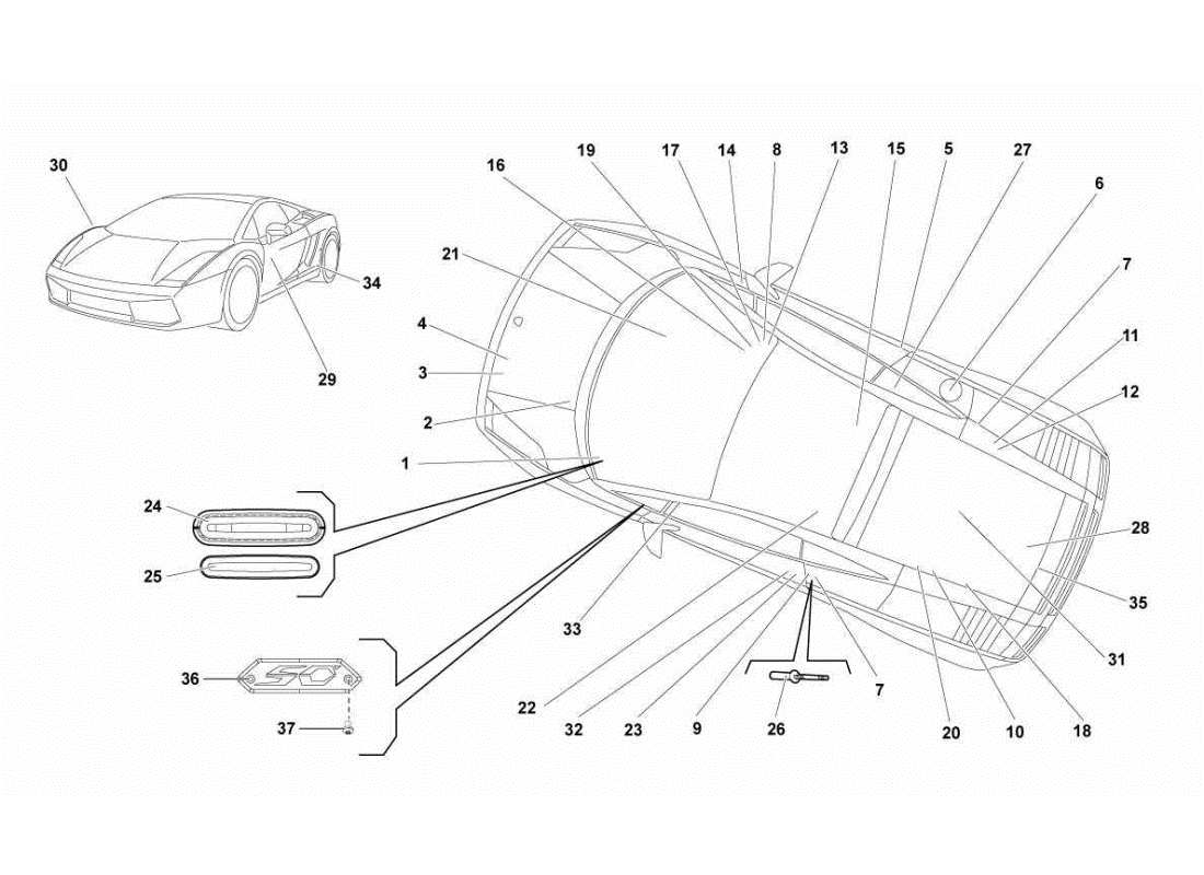 lamborghini gallardo sts ii sc placas de identificación diagrama de piezas