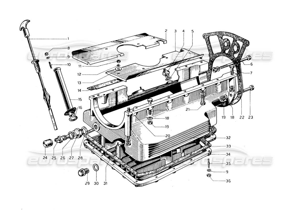 ferrari 275 gtb/gts 2 cam cárter de aceite diagrama de piezas