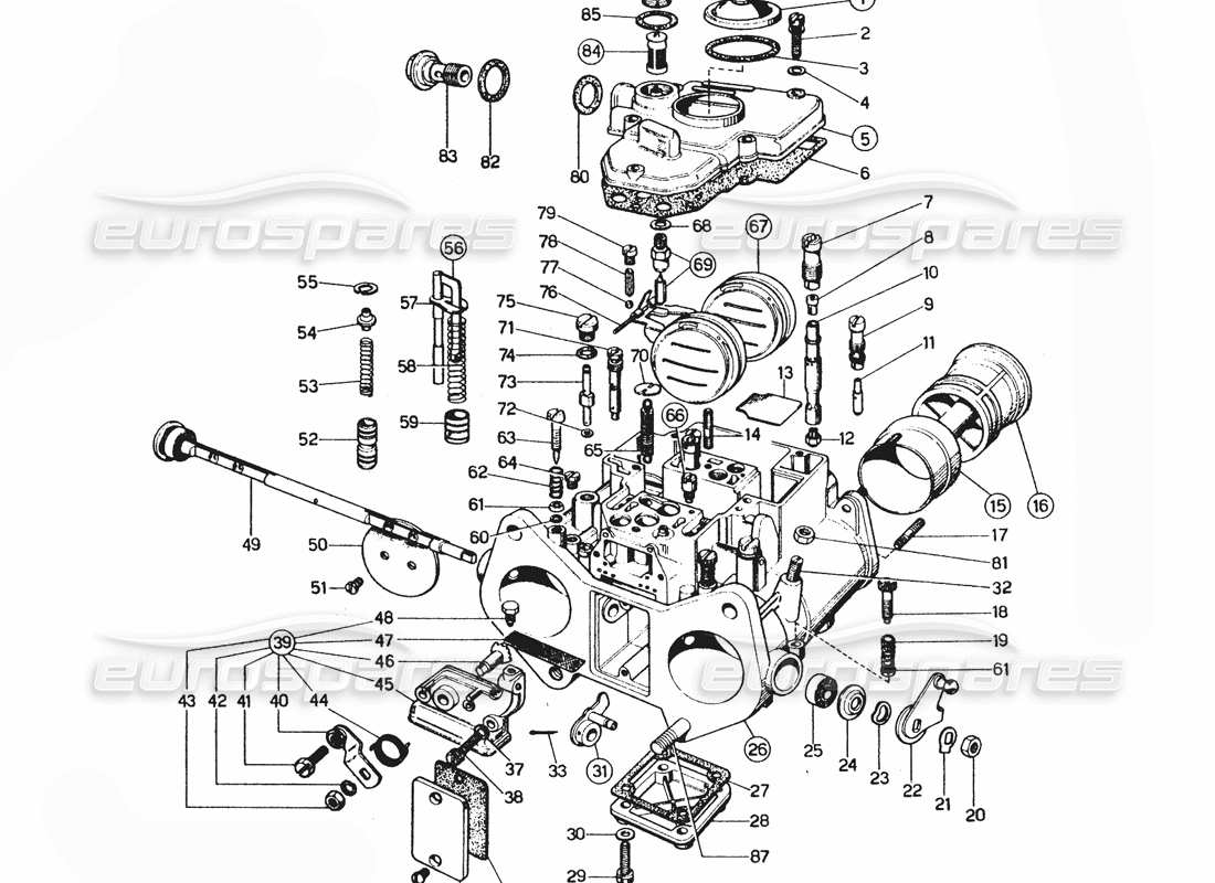 ferrari 365 gtc4 (mechanical) carburador weber 38 dcoe 59-60 diagrama de piezas