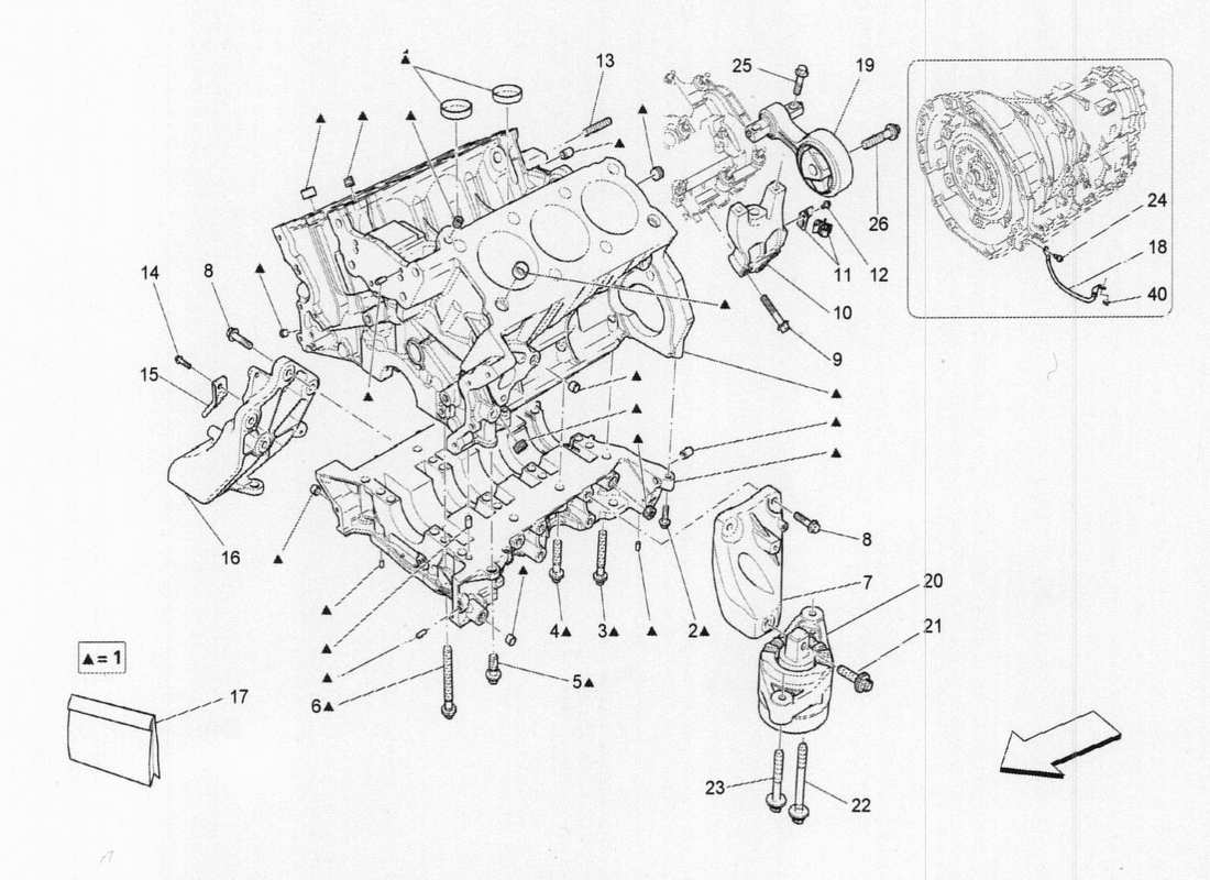 maserati qtp. v6 3.0 tds 275bhp 2017 crankcase diagrama de piezas