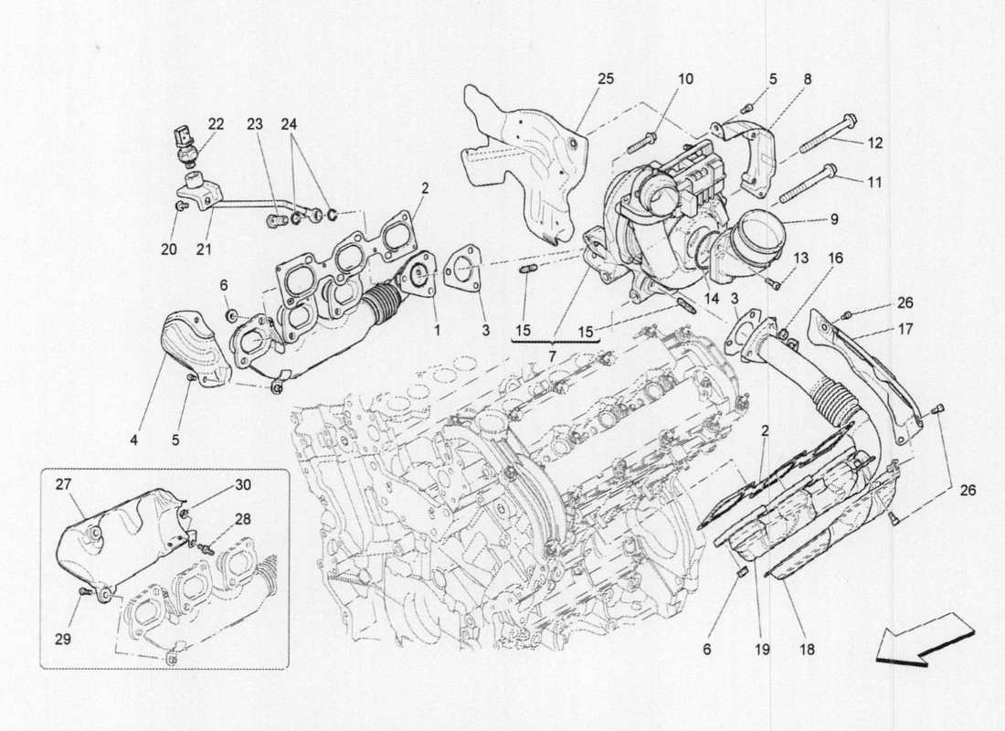 maserati qtp. v6 3.0 tds 275bhp 2017 sistema de turbocargación: equipos diagrama de piezas