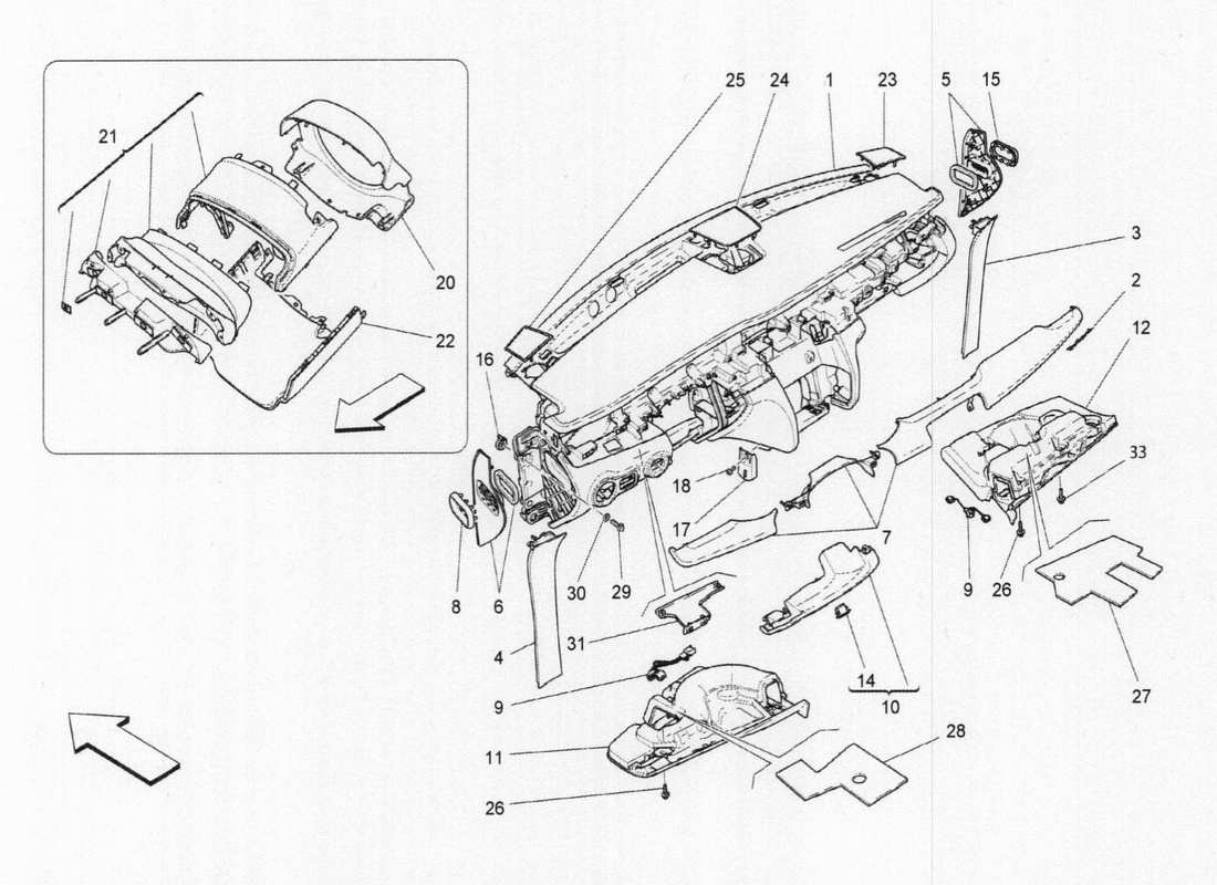 maserati qtp. v6 3.0 tds 275bhp 2017 diagrama de piezas de la unidad del tablero