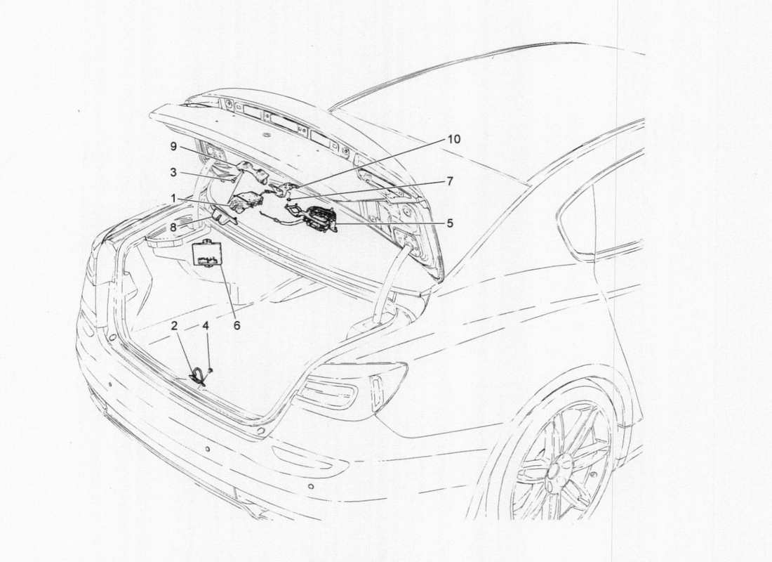 maserati qtp. v6 3.0 tds 275bhp 2017 diagrama de piezas de control de apertura de la tapa trasera